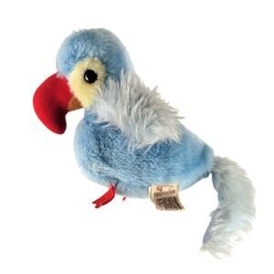 Vintage Applause Blue Bird Parrot Stuffed Animal Plush Red Beak 1981 Tatoo Baby